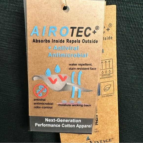 Men’s Tailor Vintage Navy Green AiroTec Henley Long Sleeve Shirt Sz S - Picture 6 of 8